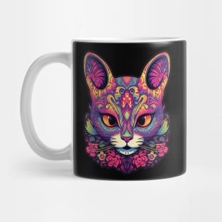 Tropical Sunrise Sugar Skull Cat Mug